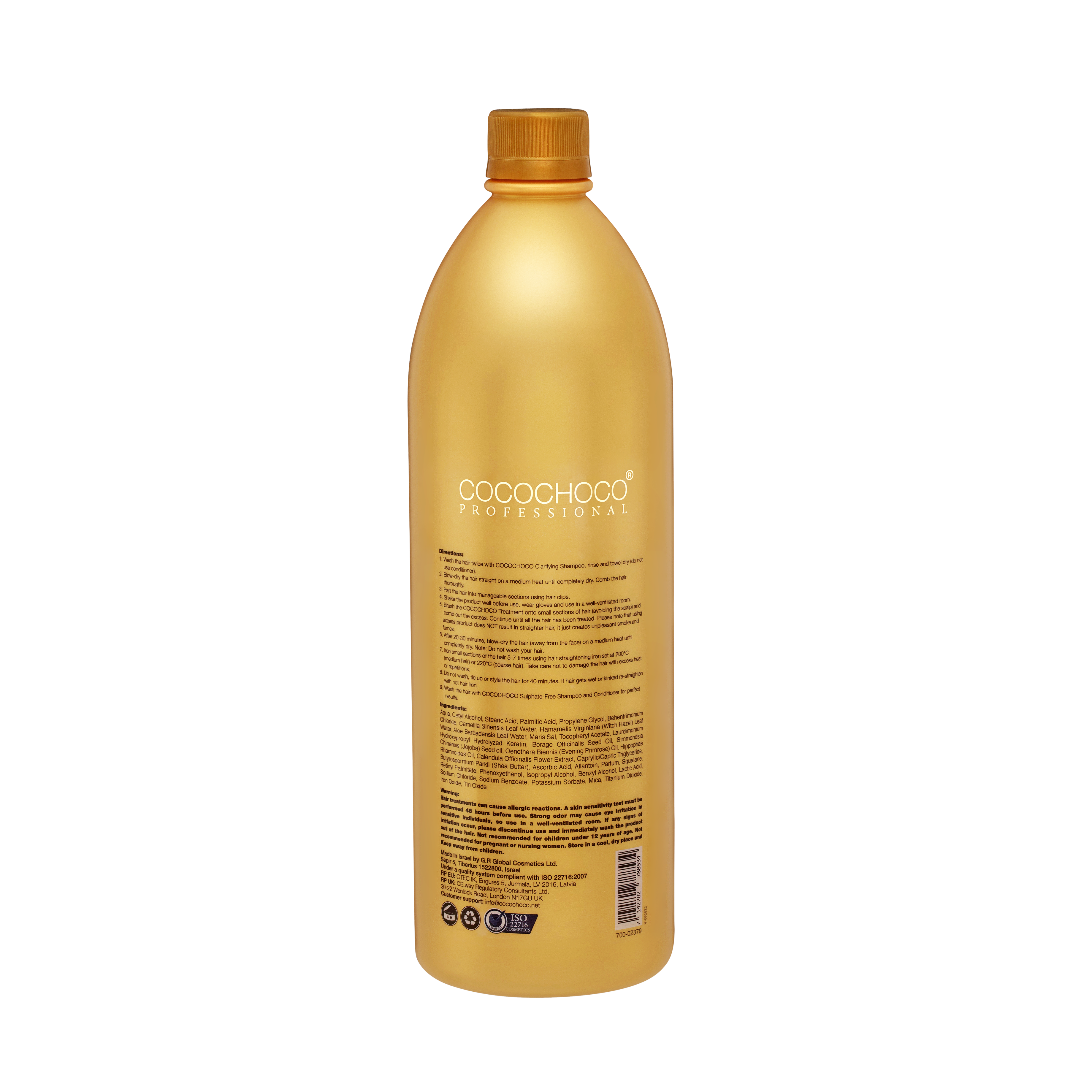 COCOCHOCO Gold keratin hair straightening treatment 34oz - with 24k liquid gold