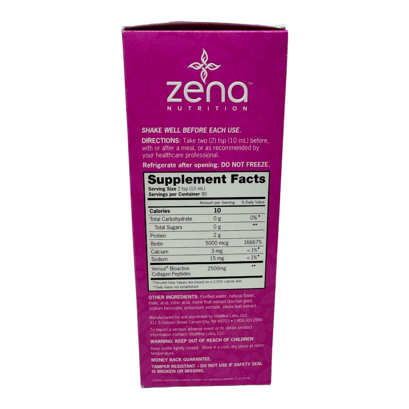 Zena Nutrition Liquid Collagen + Biotin 30 Oz