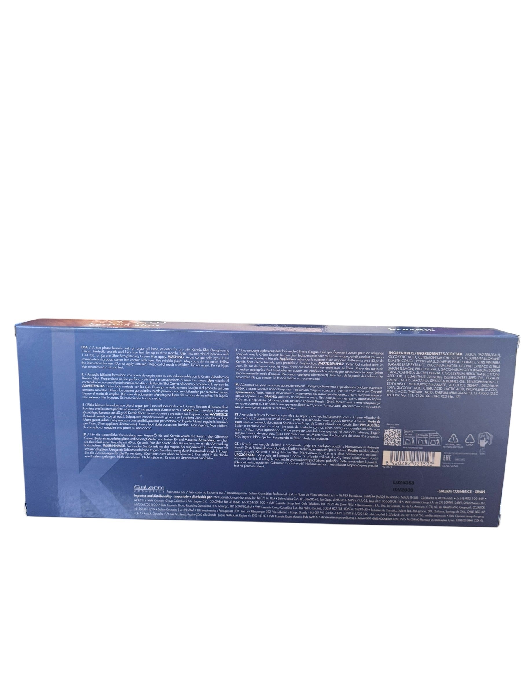 Salerm Keratin Shot KERAMIX Intensive Keratin Treatment Ampoules (12 vials - 13ml/0.44oz)