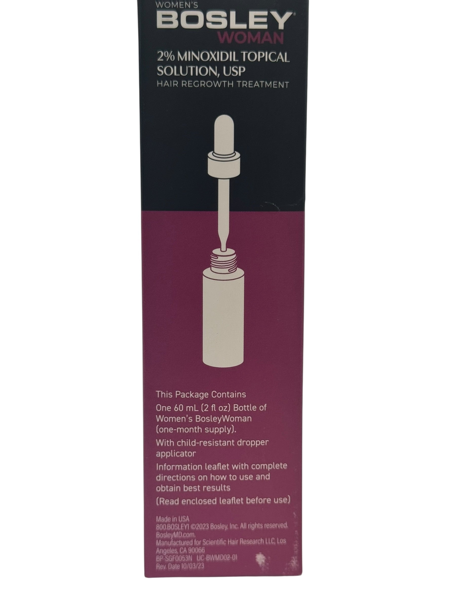 Bosley WOMAN 2% Minoxidil Topical Solution One Month Supply 2 Oz Exp Date 01/27