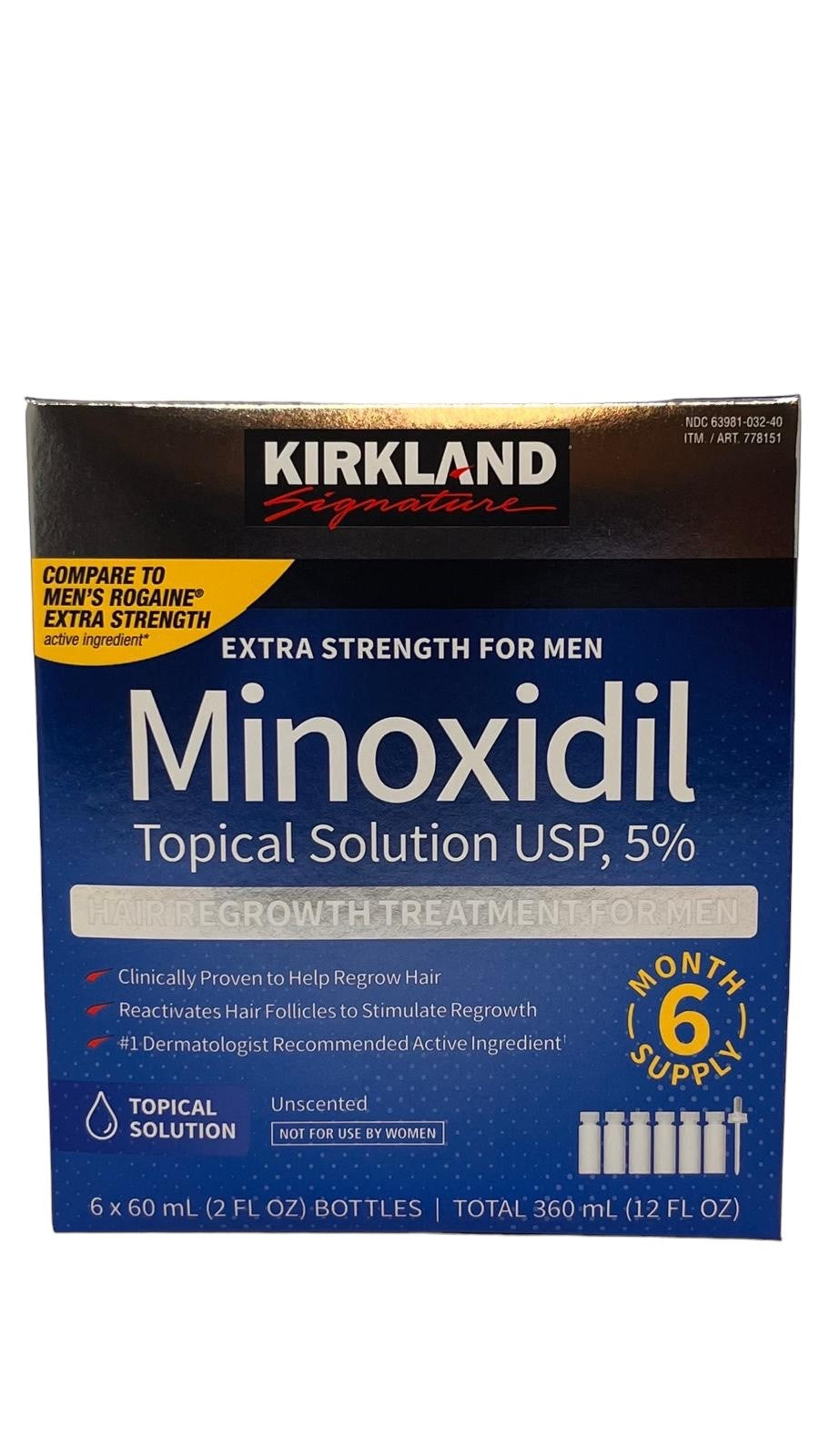 Kirkland Minoxidil 5% Solution Hair Loss Regrowth Treatment - 2 PACK for 12 Months