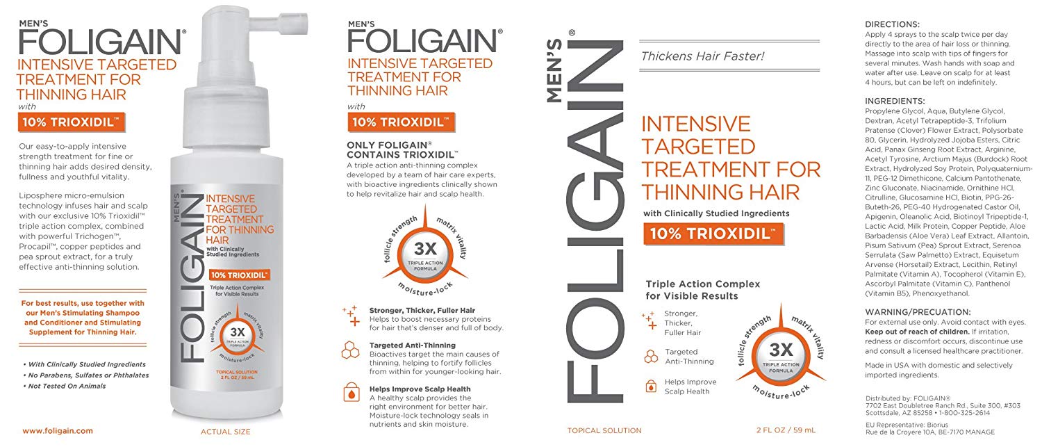 FOLIGAIN Intensive Targeted Treatment For Thinning Hair For Men with 10% Trioxidil 2 oz